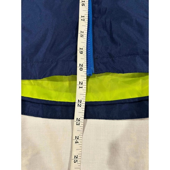 Eddie Bauer Kids Hooded Rain Jacket Blue Navy Green Size S 7 8 Lightweight - Picture 9 of 13